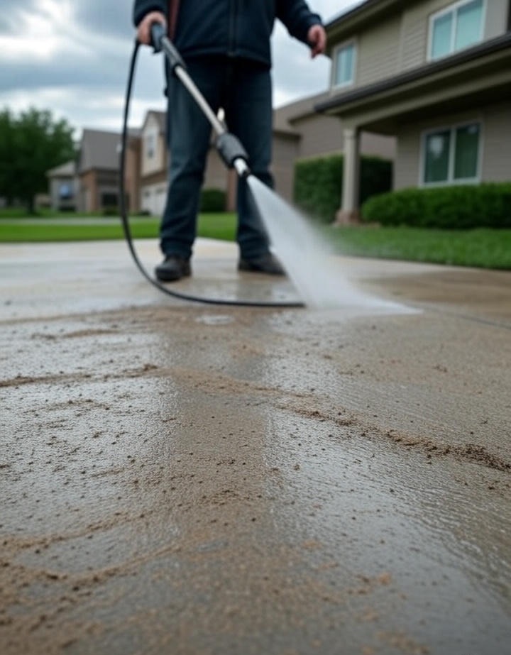 Pressure washing vinyl siding on a home to remove mold and dirt